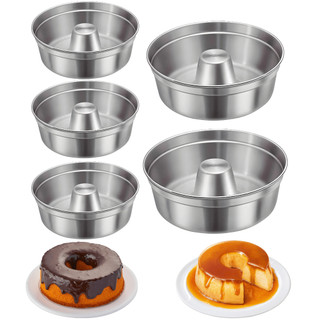Kit com 5 Formas N 14 Bolo Pudim bolo padaria redonda Pequena com furo