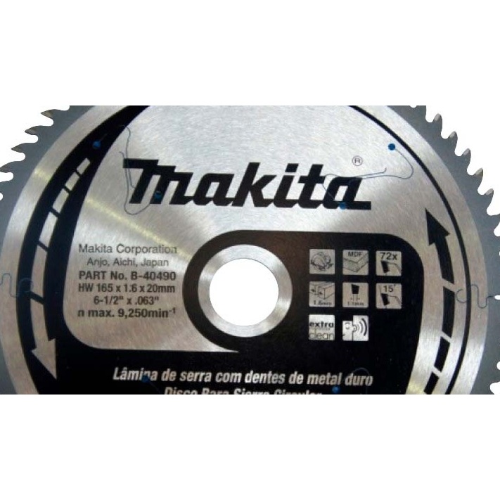 Detalhes do Disco de Serra Circular para MDF 165X20X72mm para SP6000 B-40490 Makita