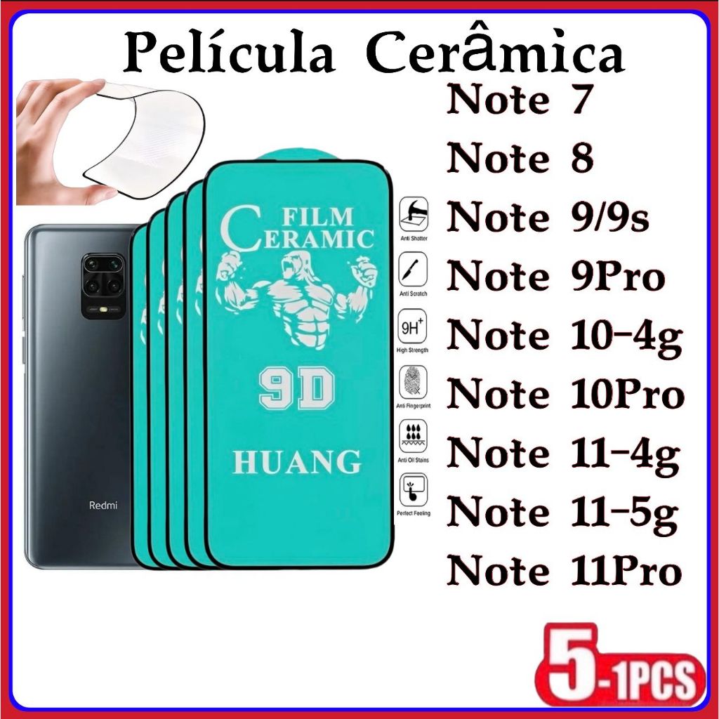 Película Cerâmica 9D 3D XIAOMI REDMI Gel Hidrogel Flexível NOTE 7 8 9 NOTE 10 NOTE 11 NOTE 11PRO