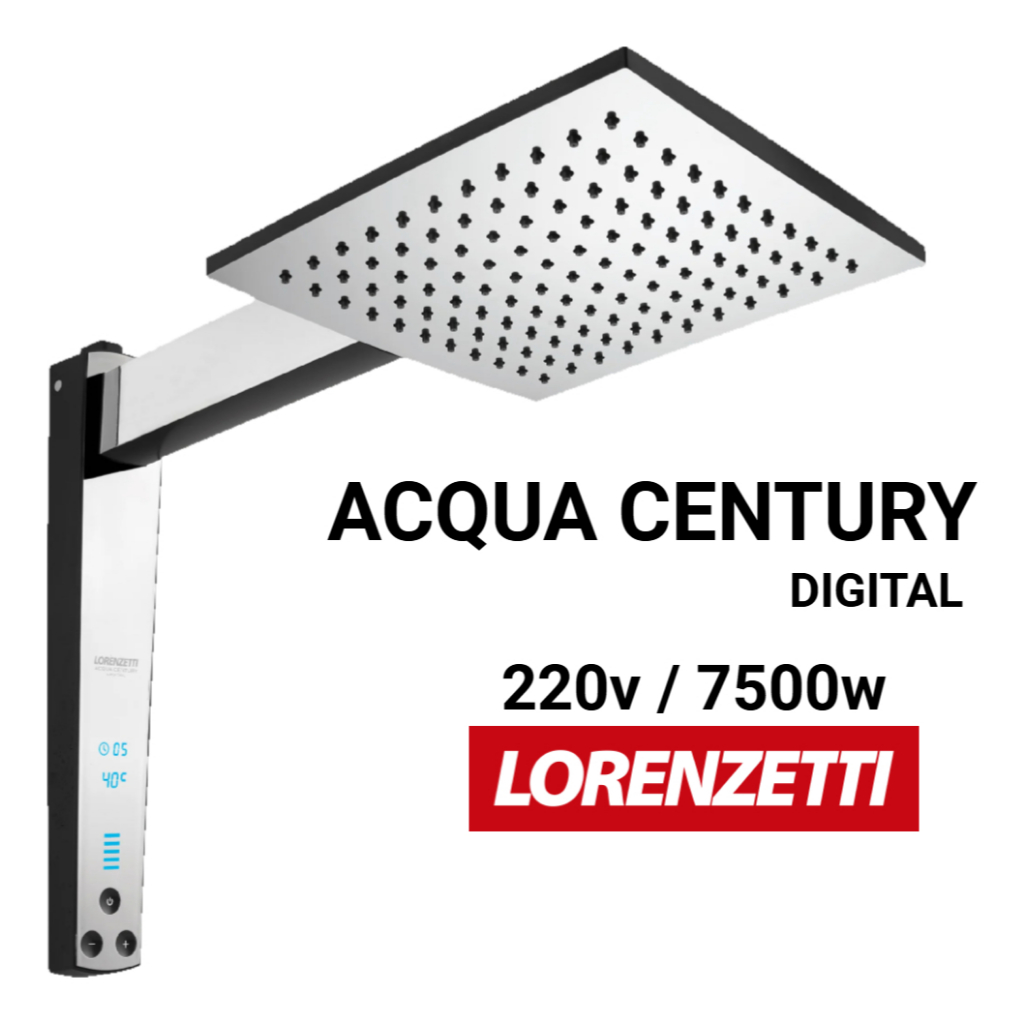 Chuveiro Lorenzetti Acqua Century Digital 220v 7500w Preto e Cromado