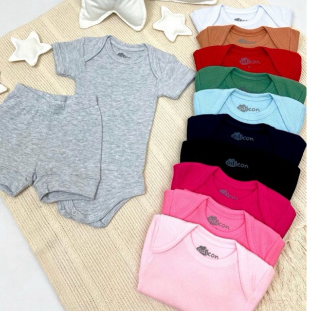 Kit Sortido Conjunto Bebê 5 Body e 5 Shorts Pagão Canelado Algodão Antialérgico Verão Odicon em Oferta na Shopee