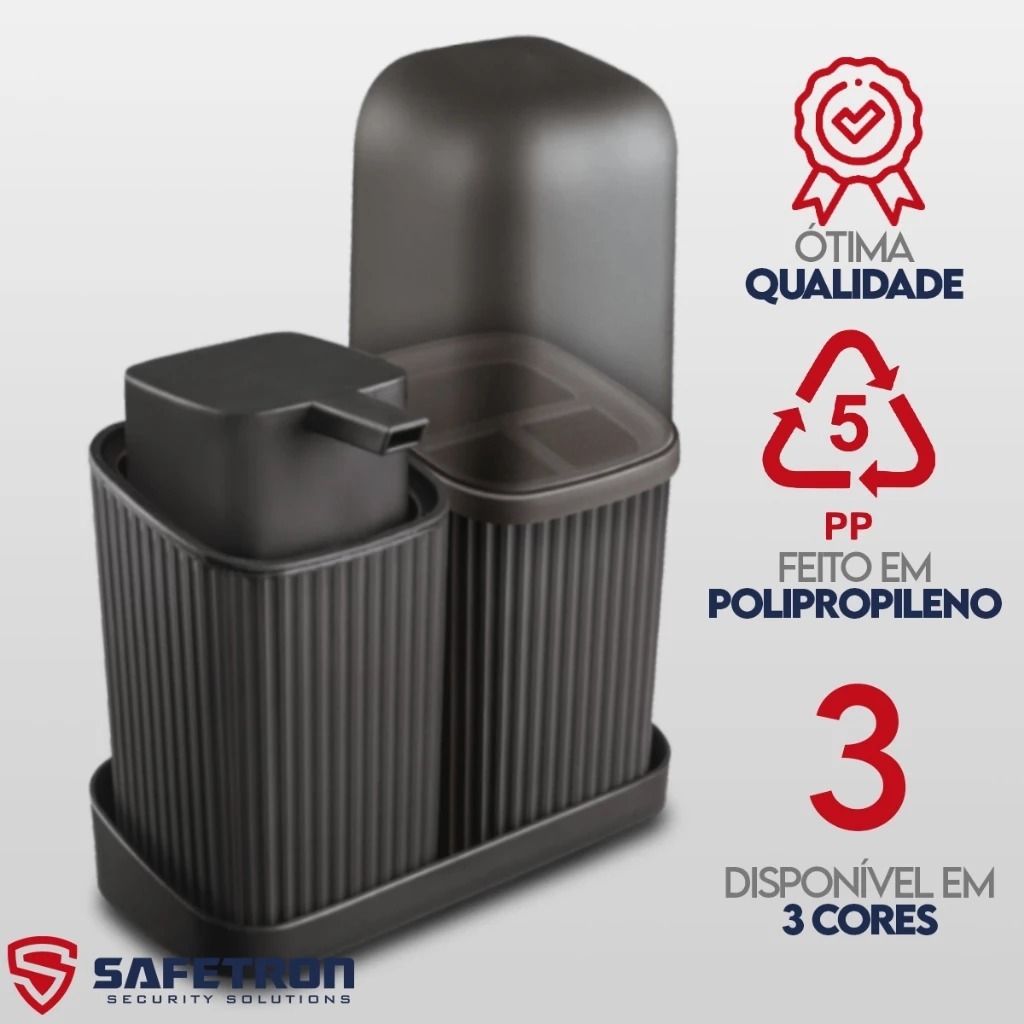 Kit Duo Banheiro Lavabo 2 Peças Mais Bandeja Com Frisos Usual Utilidades