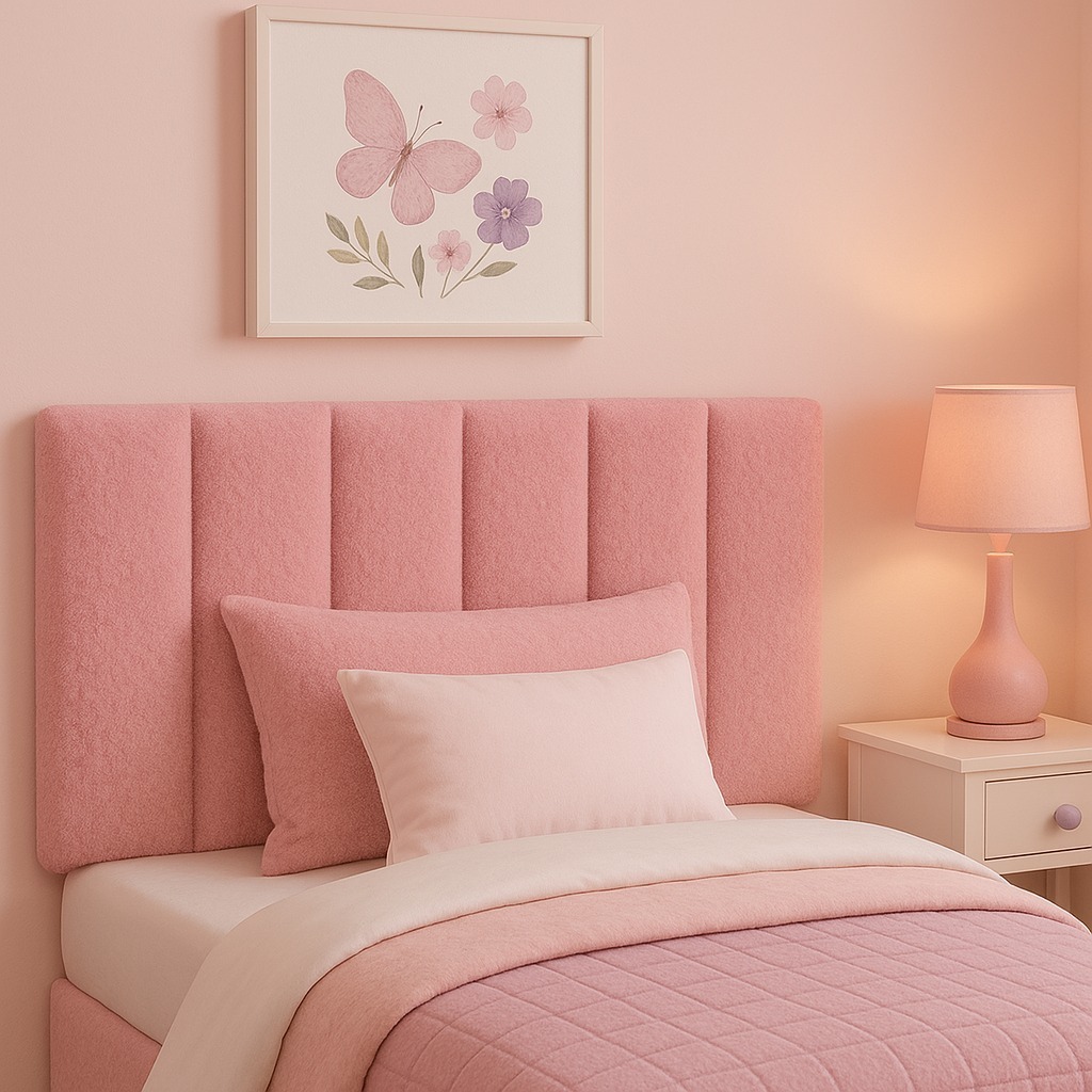 Cabeceiras De Cama de Solteiro Peluciada Modular Estofada Para Cama Infantil 60x20 MDF Autocolante