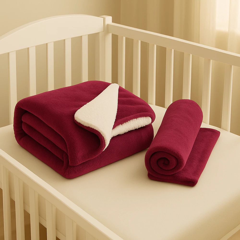 Kit 2 itens Berço de Bebê - Cobertor Dupla Face + Manta Soft