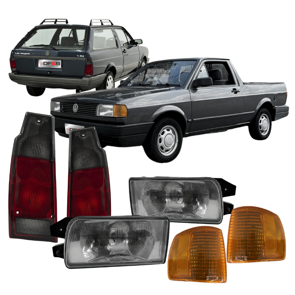 Kit Farol e Lanterna Parati Saveiro G1 1991 a 1997 Fumê Laranja