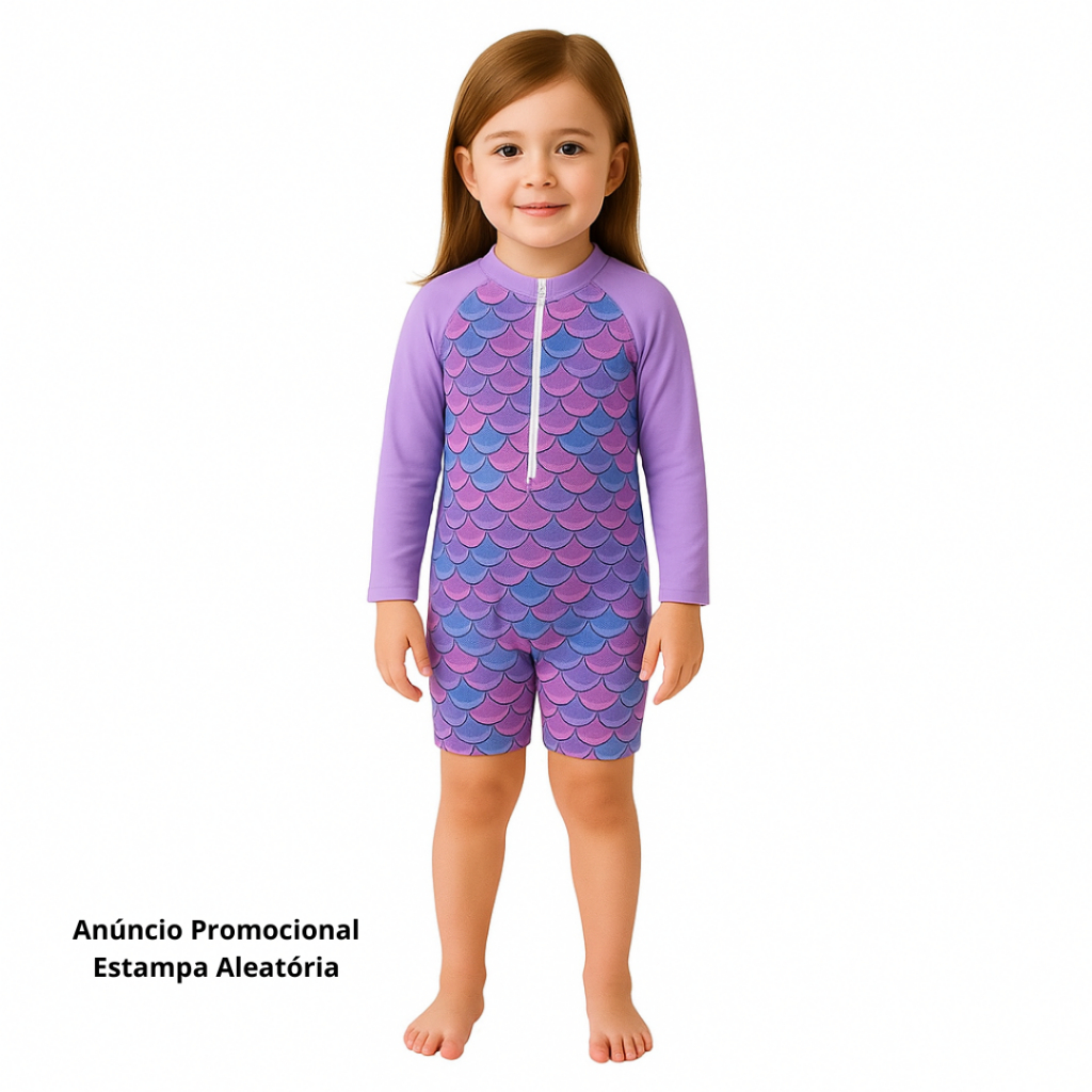 Macaquinho Maiô infantil Feminino Manga Longa Estampado Promoção Envio Aleatório Queima de Estoque