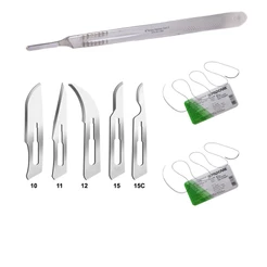 Kit 1 Cabo Bisturi n3 + 2 Fio Agulhado + 10 Laminas (Escolher Tamanho)