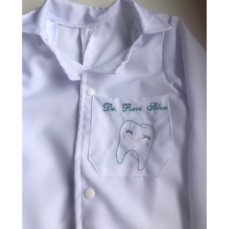 Jaleco Infantil Dentista Branco Manga Longa