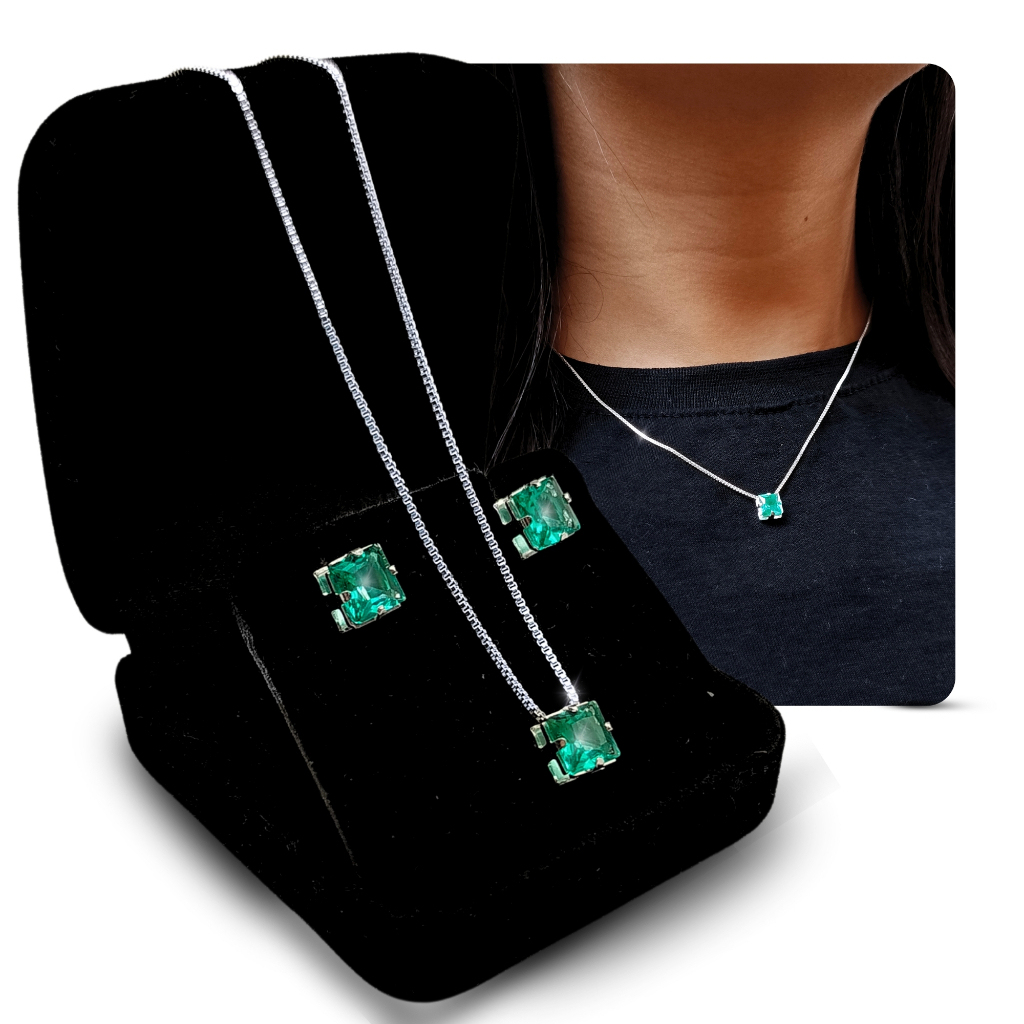 Colar Prata 925 Ponto de Luz Veneziana 45cm Feminino + Brincos Zircônia Cristal Presente em Oferta na Shopee