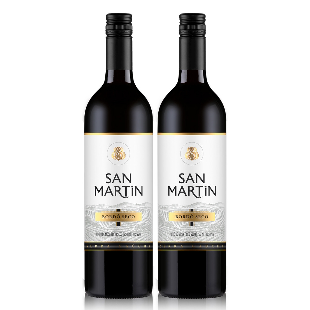Kit 2 unidades Vinho Tinto Bordo San Martin Seco 750ml em Oferta na Shopee