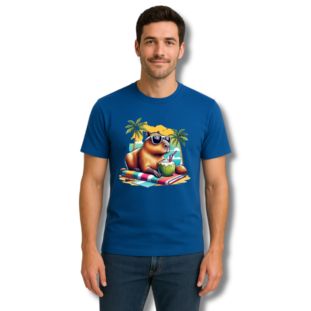 Camiseta Estampada Capivara Moda Praiana Masculino e Feminino