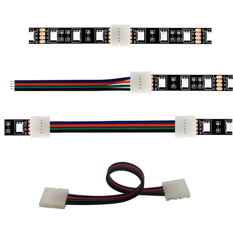 Conectores Emenda Rápida Fita de Led RGB, 10mm, 4 Vias, 15 Cm, Compatível 5050 3528 em Oferta na Shopee