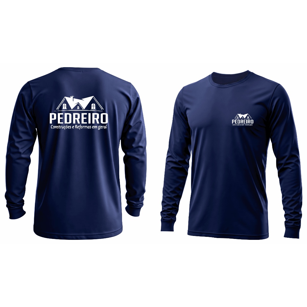 Kit 4 Camisetas Pedreiro Manga Longa Camisa Uniforme Profissional Autônomo — imagem 2 de 2