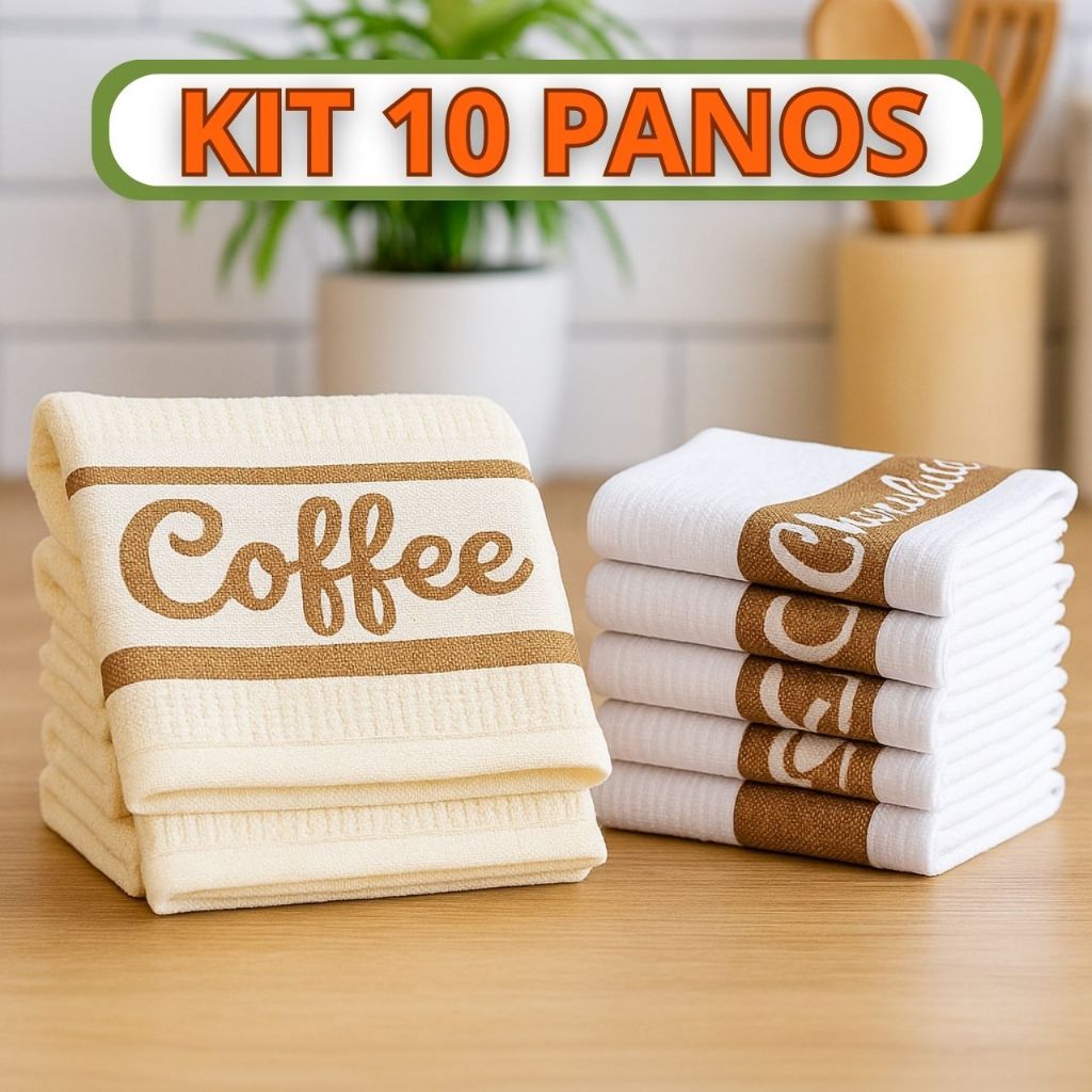 Kit 5 Panos de Prato Copa Jacquard 45x70 Atoalhado Toalha De Cozinha