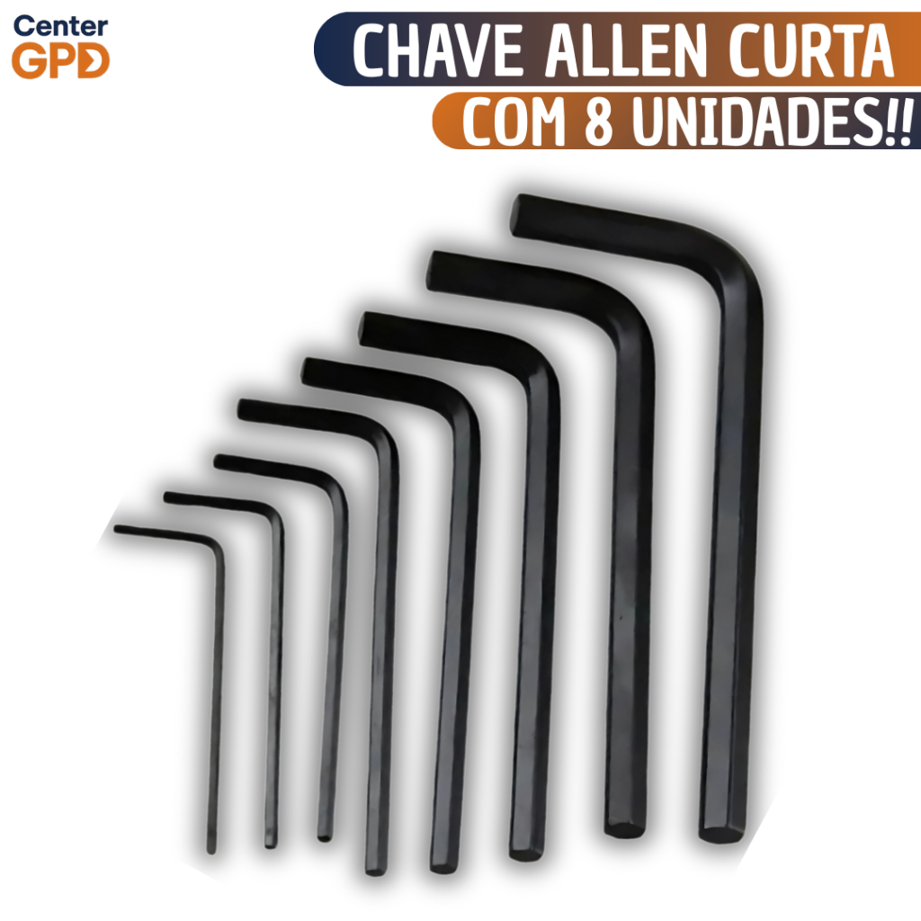 Jogo Chave Allen Curta 8 Pçs Hexagonal 1,5mm Até 6mm Ciclismo  Resistente Ferramentas Bike