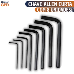 Jogo Chave Allen Curta 8 Pçs Hexagonal 1,5mm Até 6mm Ciclismo Resistente Ferramentas Bike