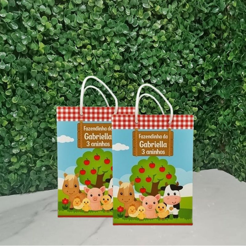 Sacolinha personalizada Fazendinha menina - Lembrancinha e Mimos para Festa de Aniversário