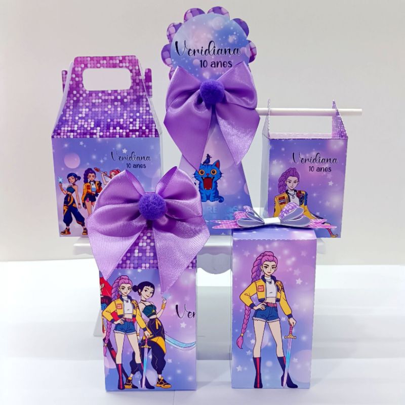 Kit Festa Guerreiras do K-Pop Huntrix Personalizada com Nome e Idade Pegue e Monte Decoração lembrancinhas aniversário em Oferta na Shopee