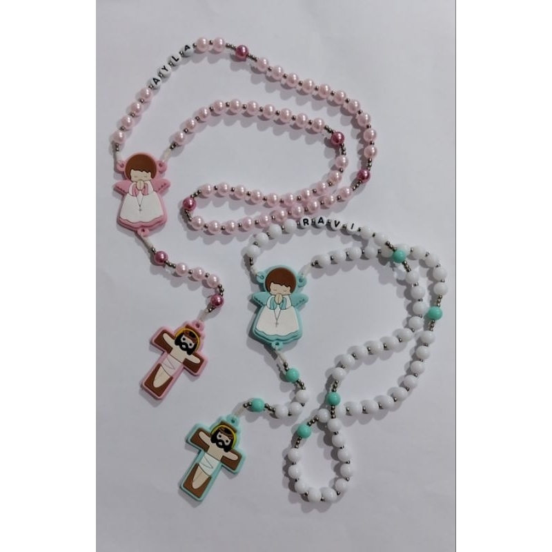 Terço personalizado com nome infantil, terço infantil emborrachado, Rosário infantil, Terço católico