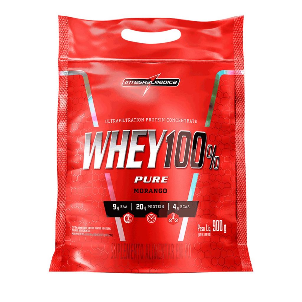 Whey Protein Concentrado 100% Morango 900g Integralmedica