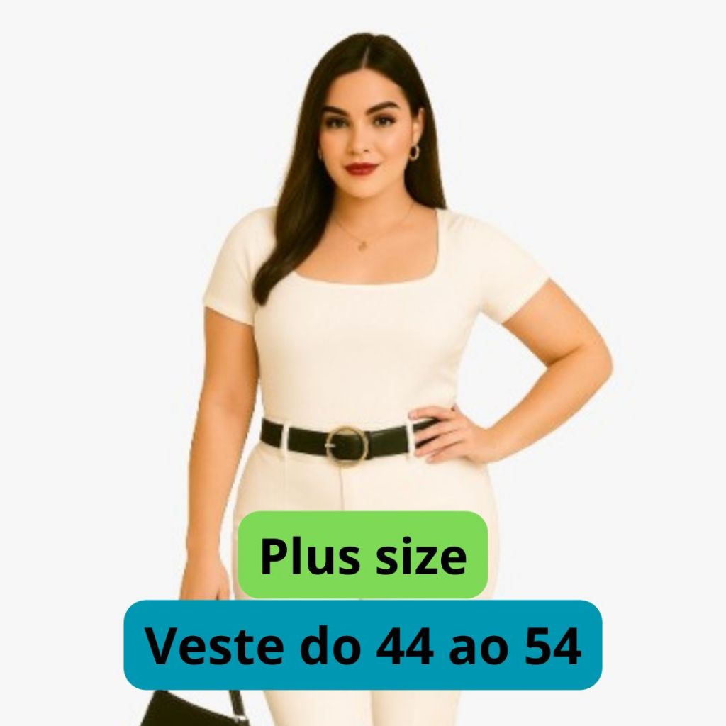Blusa Feminina Canelada Plus Size Moda Grande Alta Elasticidade Confortável Versátil P ao G3