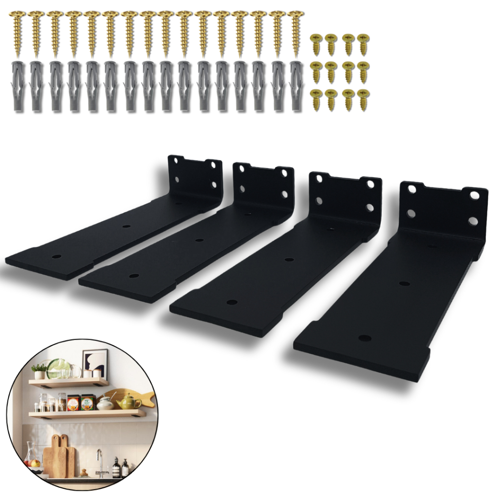 Kit 4 Suportes Cantoneira 20cm Mão Francesa Para Prateleira Estilo Moderno Aço Design Largo