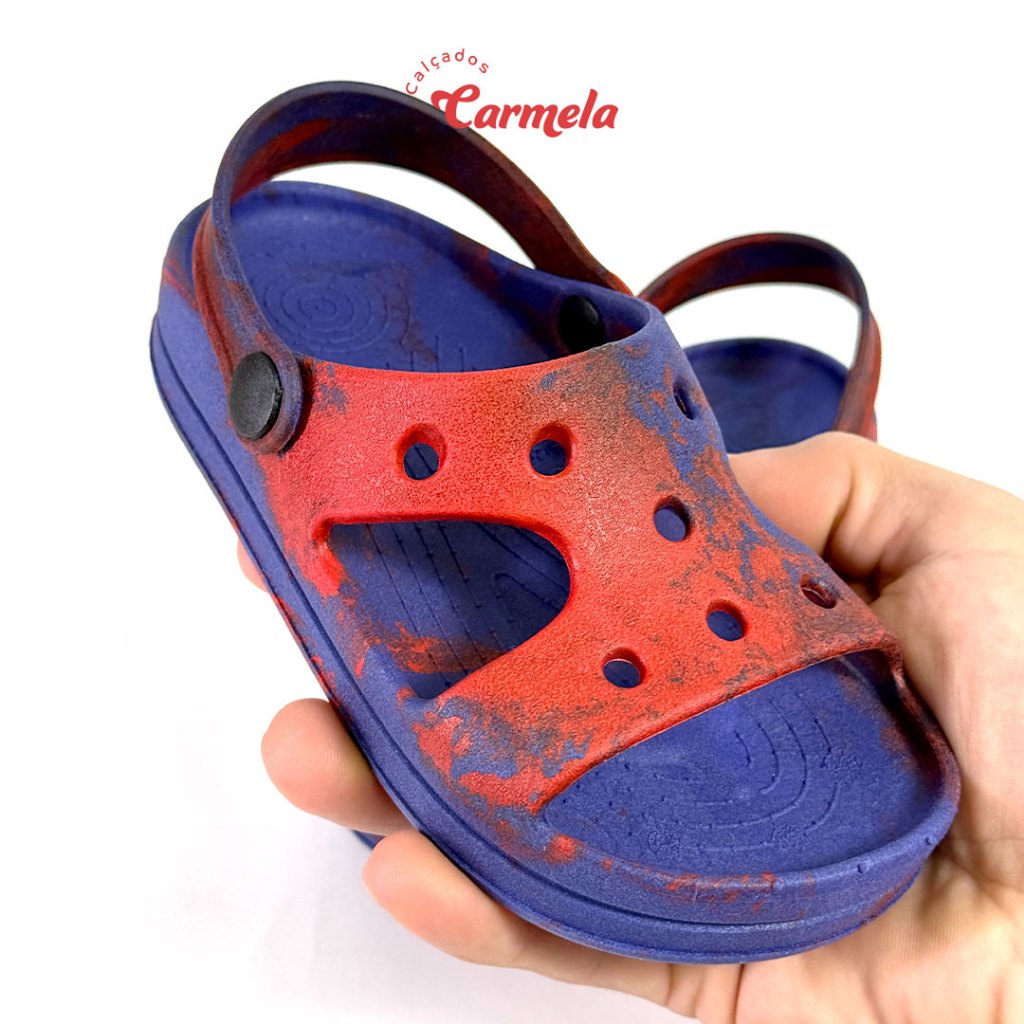 Sandália Infantil Menino Papete Babuche Masculina Confortável Bicolor Leve Macia e Antiderrapante