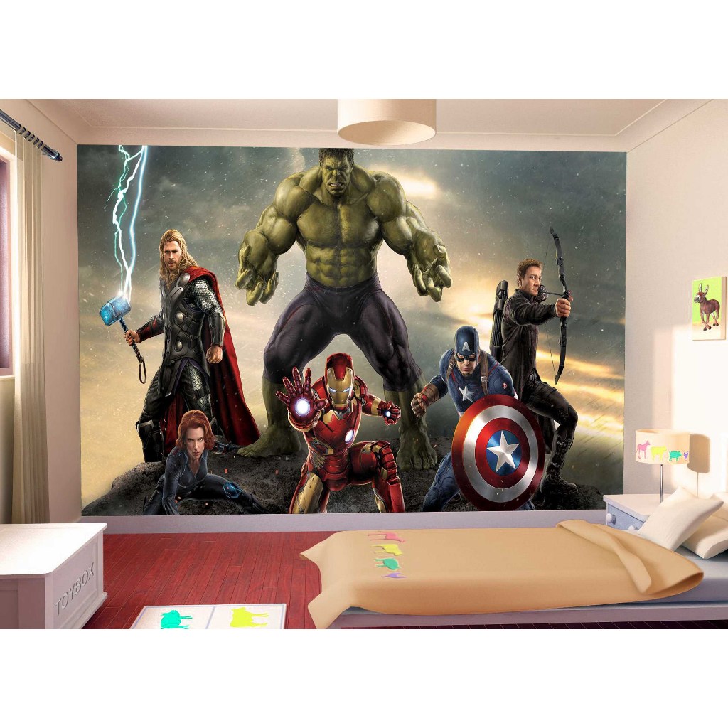 Papel Adesivo Decorativo Vingadores Heróis Homem de Ferro Capitão América Hulk NHMA 012