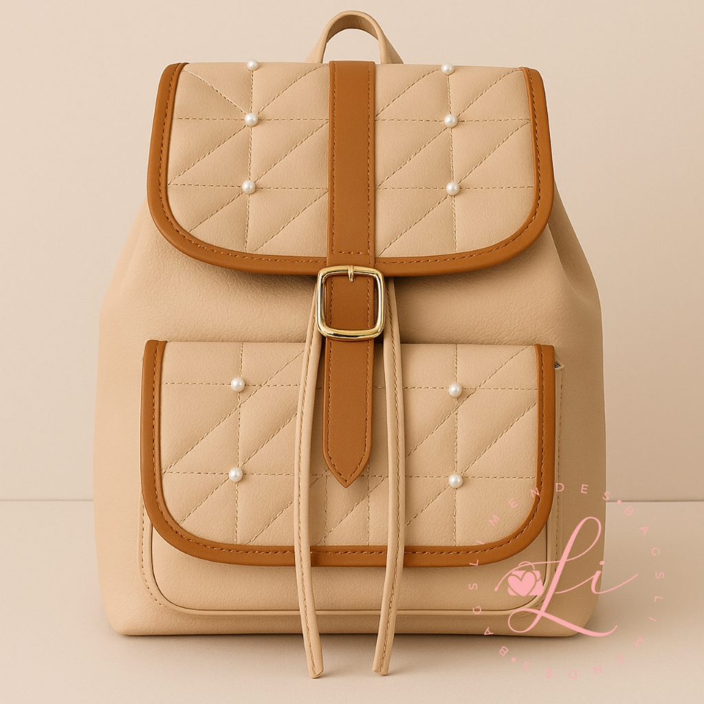 Mochila Feminina de Couro Para Notebook Moderna Estilosa Versatil Espaçosa Chic