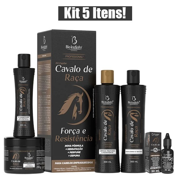 KIT Capilar CAVALO DE RAÇA + Loção ANTI QUEDA Bio Instinto 5 ITENS em Oferta na Shopee
