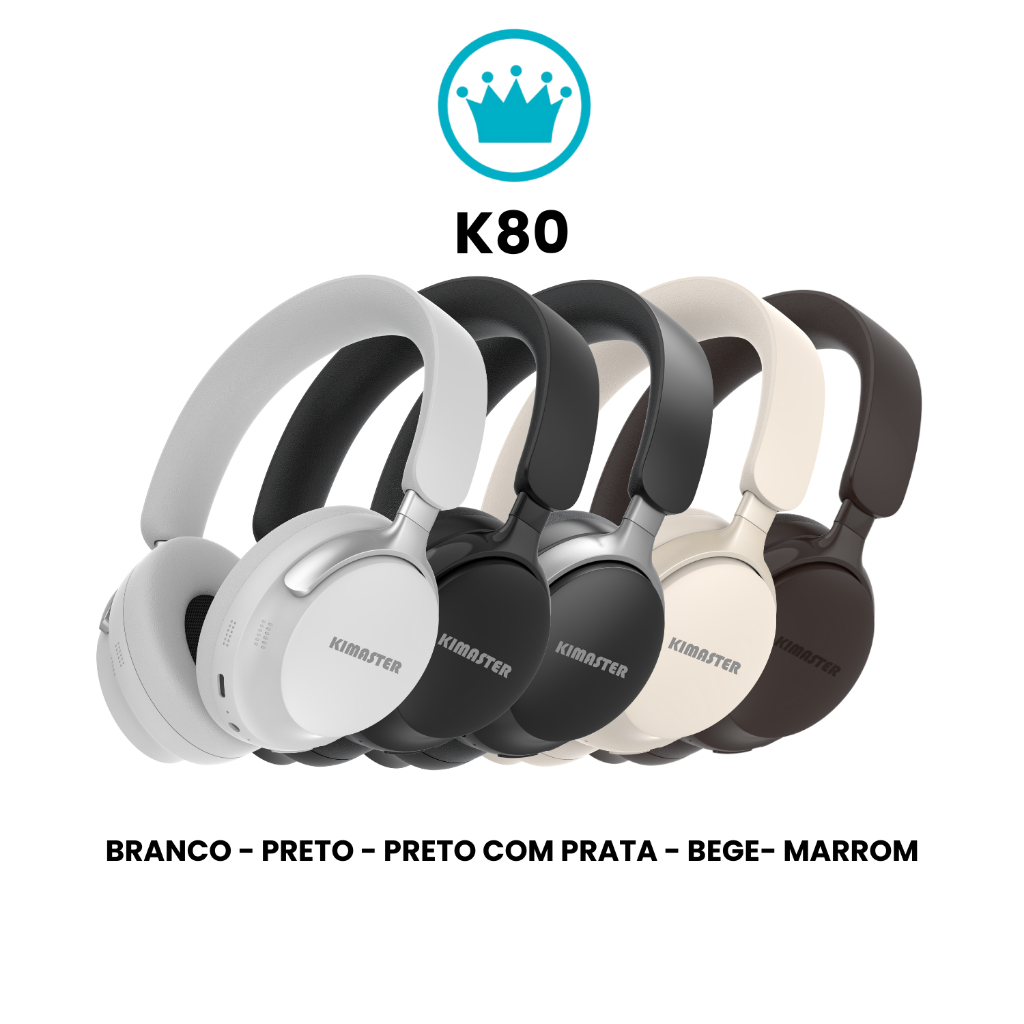 Fone De Ouvido Headset Premium Bluetooth Sem fio Estéreo K80 KIMASTER Headphone Microfone Embutido