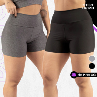 Short Academia Feminino Cós Alto Meia Cocha Feminina Tecido Poliéster