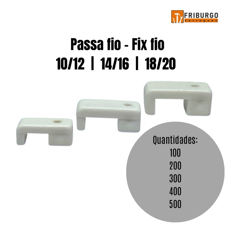 Passa fio grampo fix fio para cabo Paralelo na cor branca - Vários tamanhos e quantidades