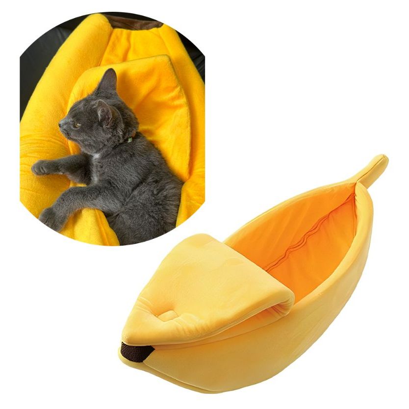 CAMA CAMINHA BANANA DE PELUCIA PORTATIL PARA CACHORRO GATO CAMINHA CONFORTAVEL CASINHA  ALMOFADA PET em Oferta na Shopee
