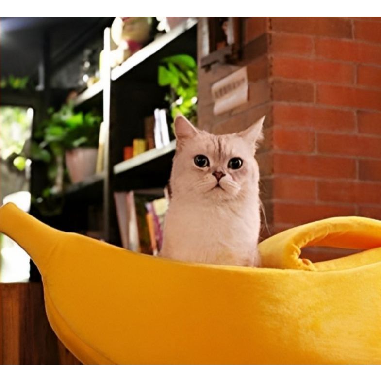 CAMA CAMINHA BANANA DE PELUCIA PORTATIL PARA CACHORRO GATO CAMINHA CONFORTAVEL CASINHA  ALMOFADA PET