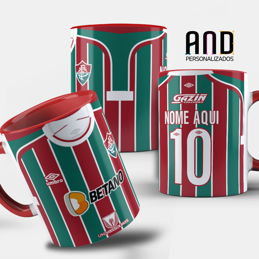 Caneca Personalizada Camisa de Time Fluminense Nome e Numero personalizado