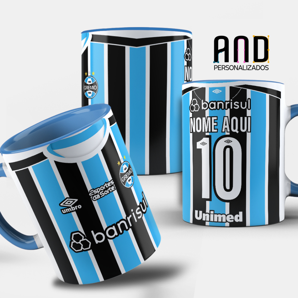 Caneca Personalizada Camisa de Time Grêmio Nome e Numero personalizado