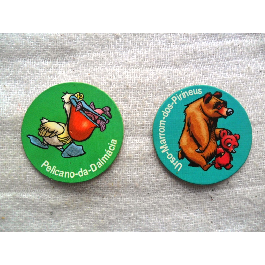LOTE COM 2 TAZOS ANTIGOS - ANOS 90/00 - ZAPS PING PONG COLEÇÃO ANIMAIS EM EXTINÇÃO - BEM CONSERVAÇÃO
