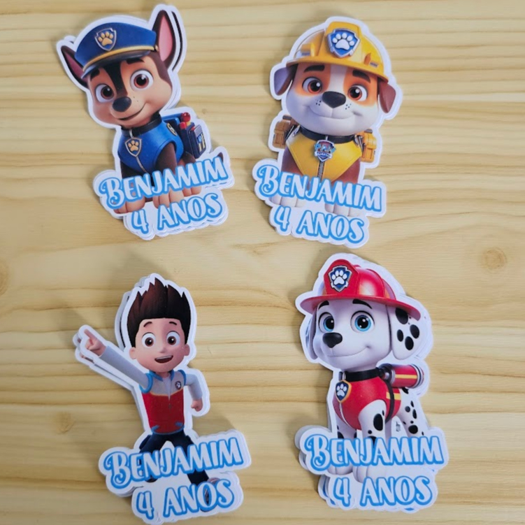 Tags toppers Apliques para Tubetes Personalizados para Aniversário - festas lembrancinhas - PATRULHA CANINA