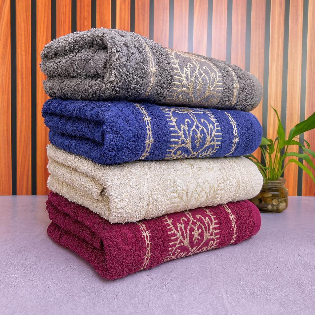 Kit 4 Toalhas de Rosto Luxo Premium Grossa e Bordada Felpuda 48x76cm Ultra Macia 100% Algodão