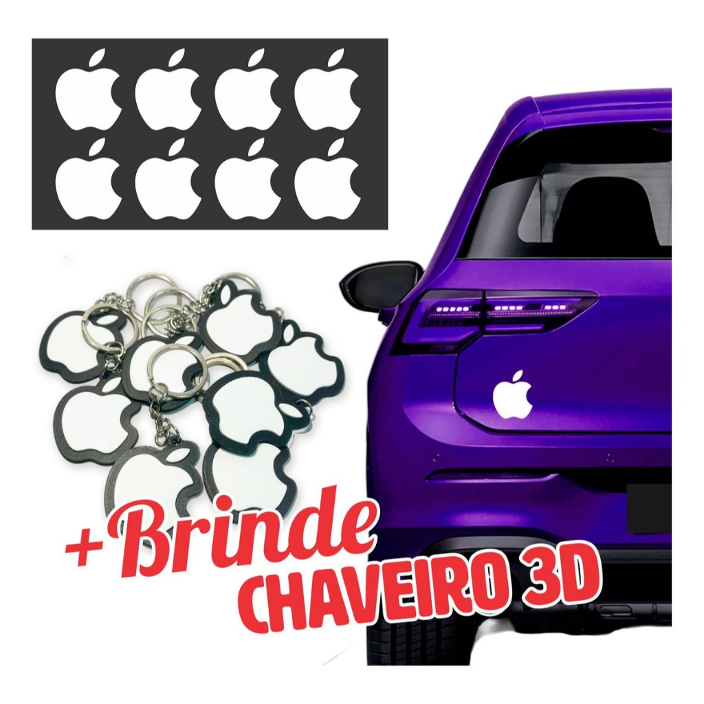 Kit 10 Adesivos Apple Originais Premium + Brinde Chaveiro Apple Exclusivo em Oferta na Shopee