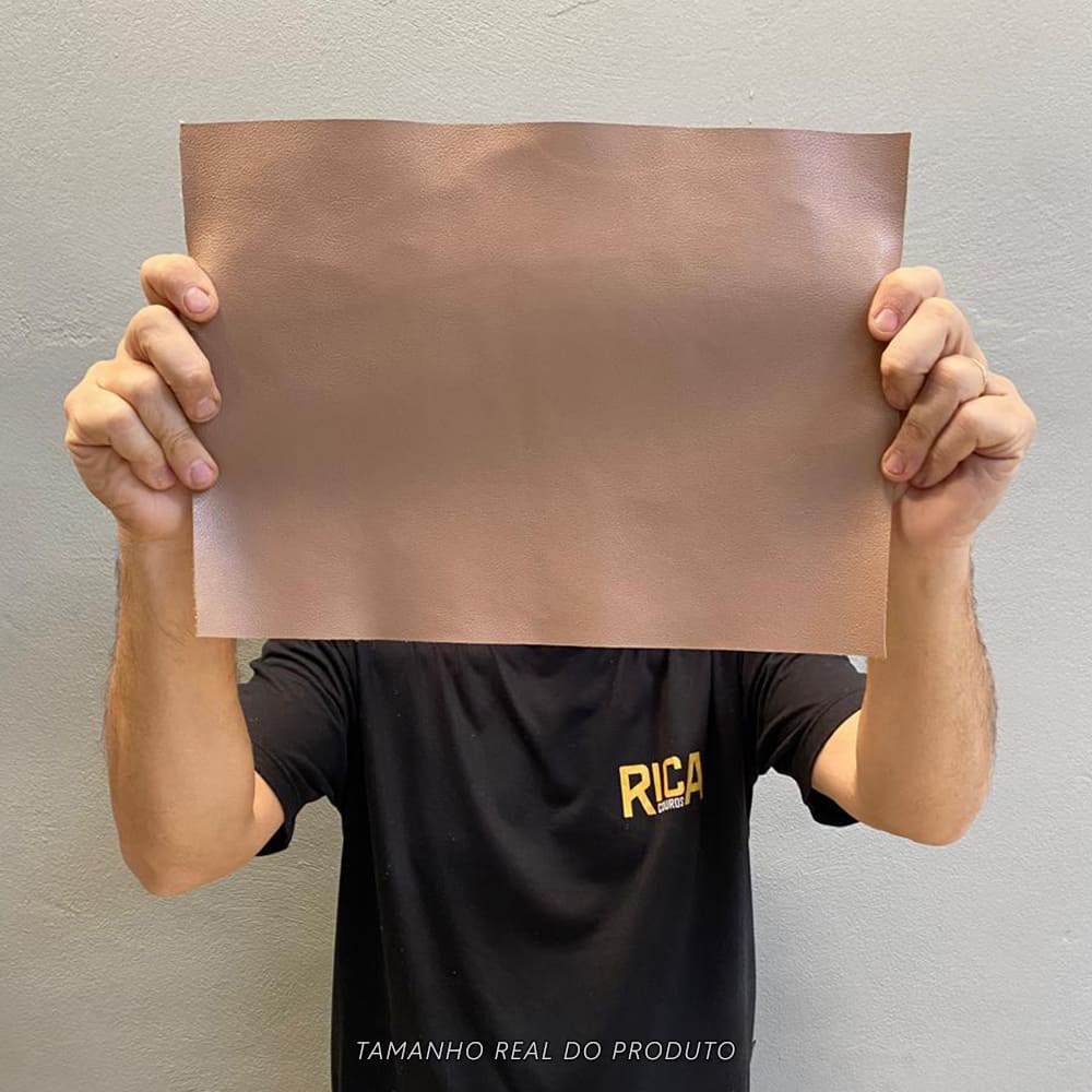 Painel de Couro Genuíno Tipo Fly 25x35cm – Placa Natural e Macia - Retalho 10/12 linhas - Cor: Nude