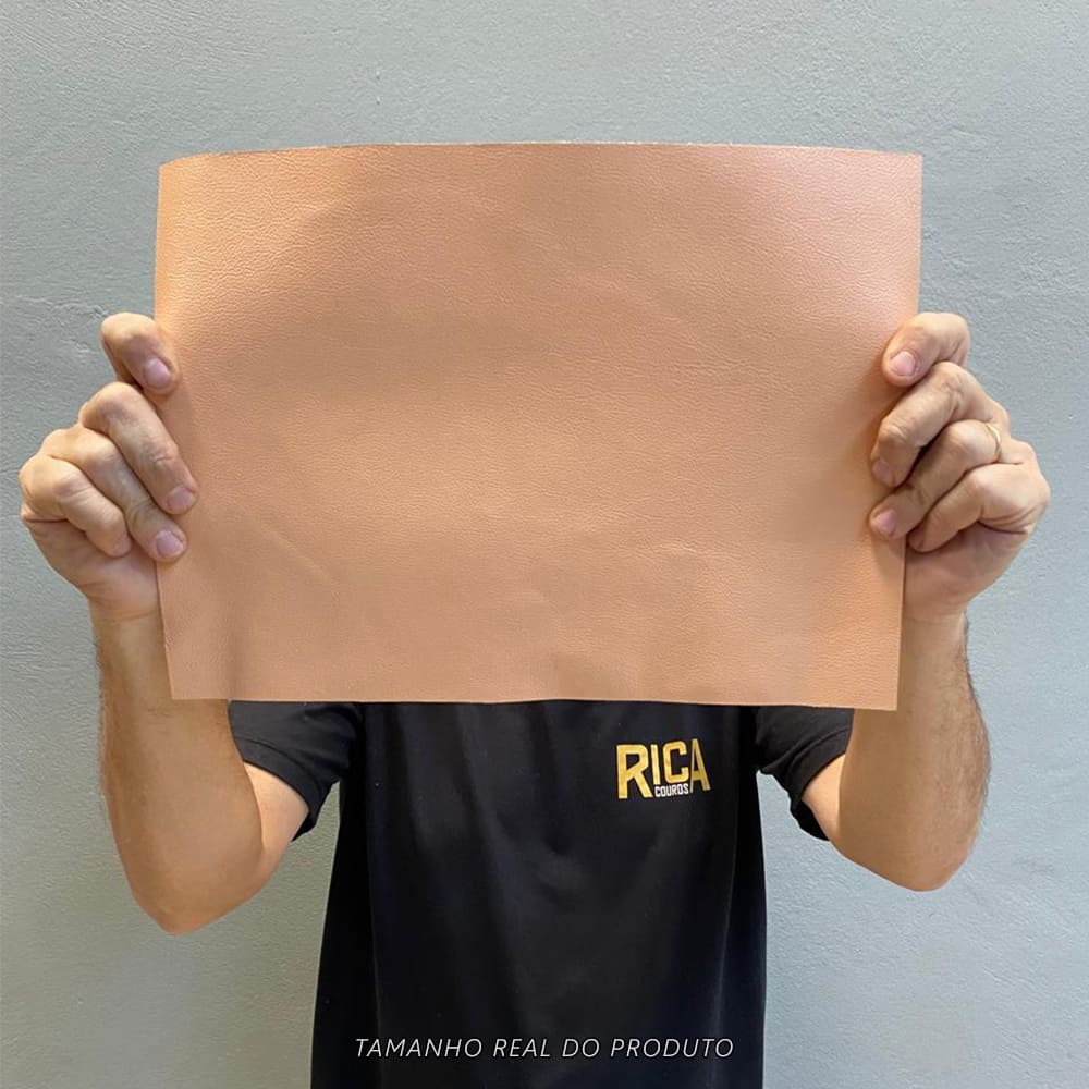 Painel de Couro Legítimo Tipo Fly 25x35cm – Placa Natural e Macia - Retalho Pedaço 10/12 linhas - Cor: Peach
