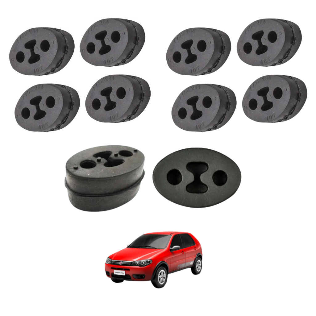Kit com 10 Coxim Borracha Escapamento Palio Siena Traseiro