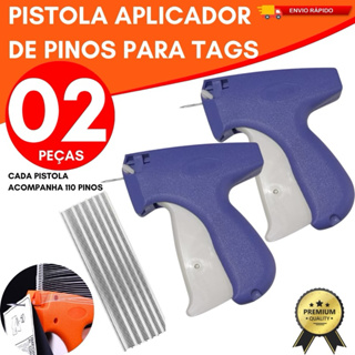 Kit 2 ou 1 Peças Aplicador de Tags Etiquetadora 110 Pinos Plásticos para Roupas e Tecidos Aplicadora Tag em Oferta na Shopee