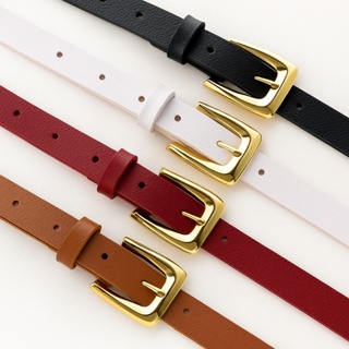 Kit 2 ou 1 Cintos Feminino fivela dourada cinto 2 cm largura preto branco marrom azul princesa luxo em Oferta na Shopee