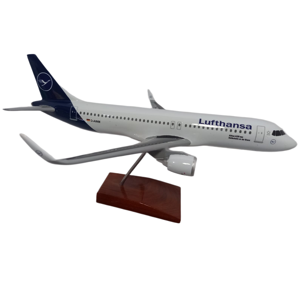 Maquete de Avião em Resina A-320 Neo Lufthansa 34 cm