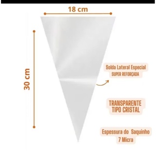 Saco de Cone Incolor Transparente Tamanho 18x30 Cm Com 50 Unidades Para Festas. Entregar Rápida. em Oferta na Shopee