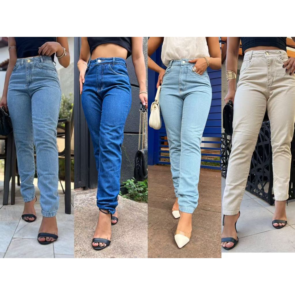 Calça jeans coloridos sem cinto Sem lycra em Oferta na Shopee