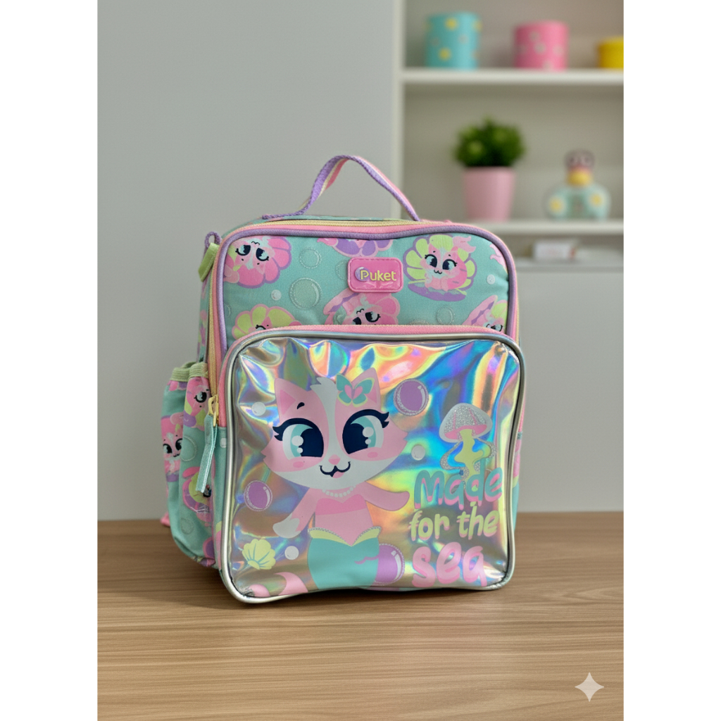Lancheira Térmica Infantil Puket Gata Sereia Puket em Oferta na Shopee